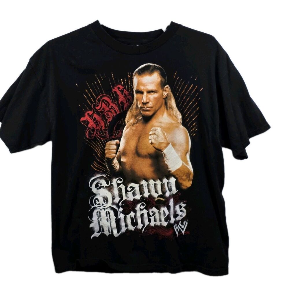 Vintage‎ WWE Wrestling XL Shawn Michael's Black Wrestlemania Short Sleeve Shirt